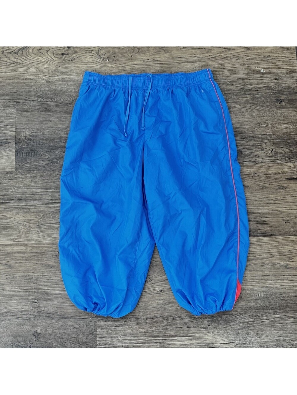 Danskin Now Womens XL Track Pants Bright Blue Coral Pink Trim Woven Mesh Capri